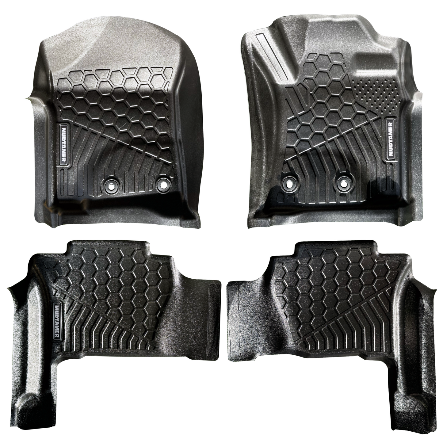 Full set of MUDTAMER floor mats for a Toyota Landcruiser 200 Series on a white background