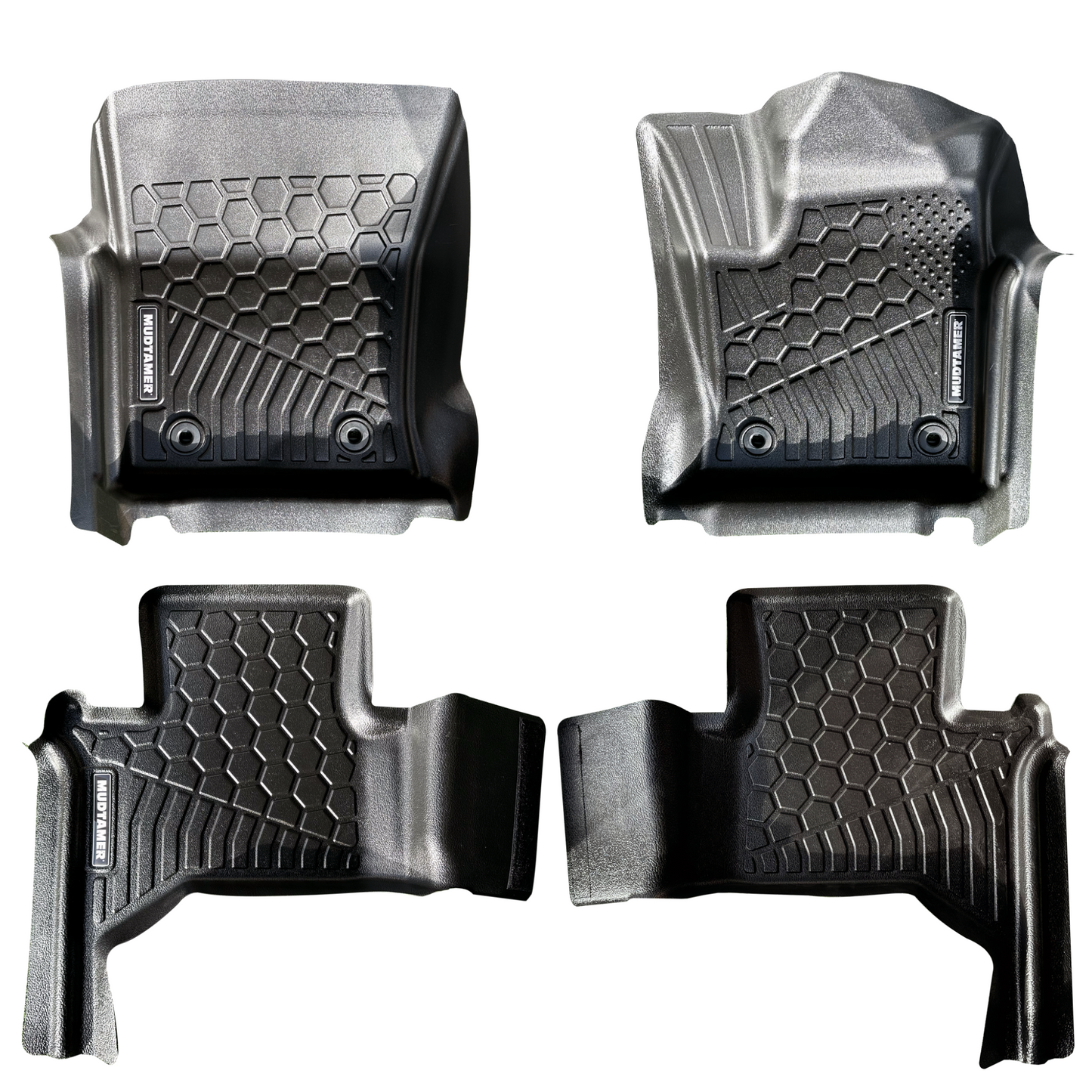 Full set of MUDTAME floor mats on a white background