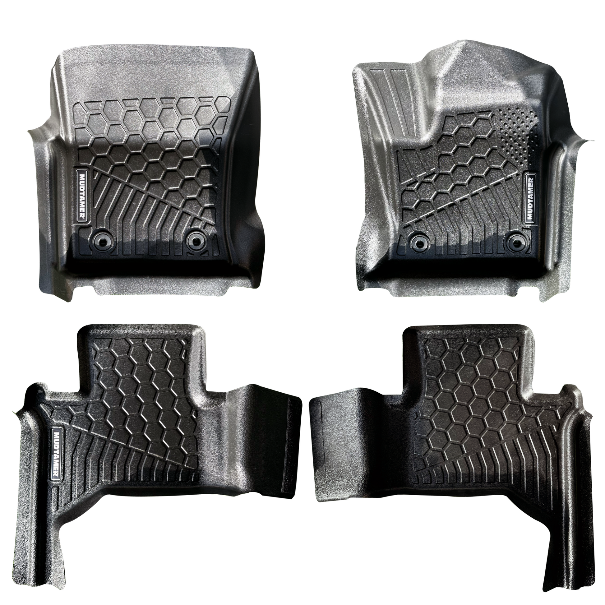 Full set of MUDTAME floor mats on a white background